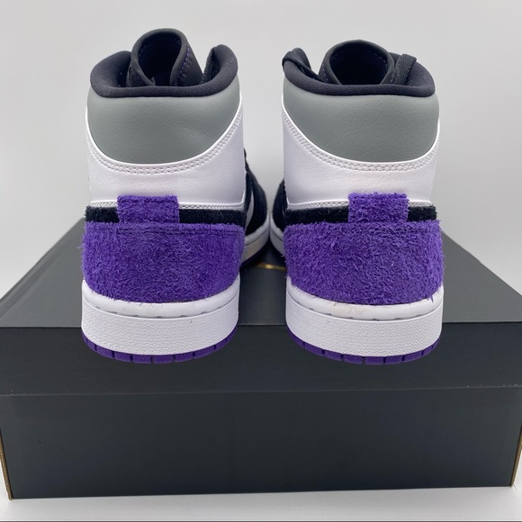 New Air Jordan 1 Mid Men Purple Suede Black Retro - Picture 6 of 10